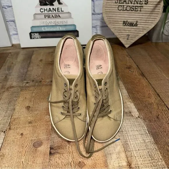 Birkenstock Arran Women’s Taupe Tan Canvas Lace Up Sneaker Size EURO 41 L 10 - Picture 6 of 10